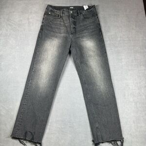 Paige Women’s Stella Straight Leg Black Jeans Distressed Size 31